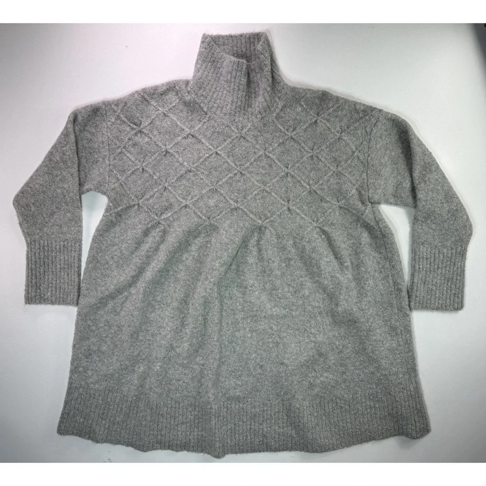 Free People Jaci‎ Sweater Dress XS Gray Mock Neck Babydoll Wool Blend